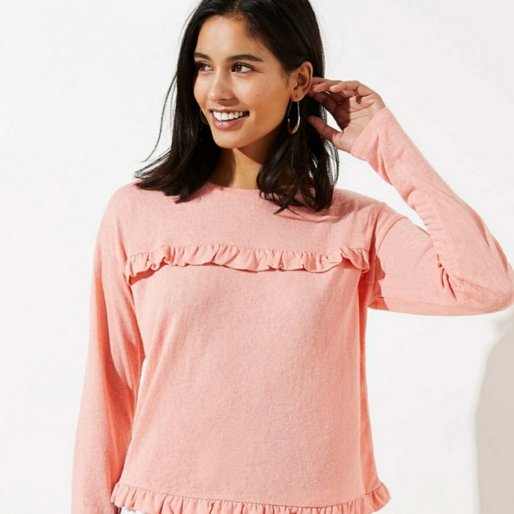 Loft Cropped Ruffle Shirt